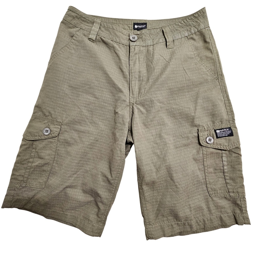 Matix Cargo Shorts Mens 30 Olive Green Ripstop Utility Skate Pockets NWT